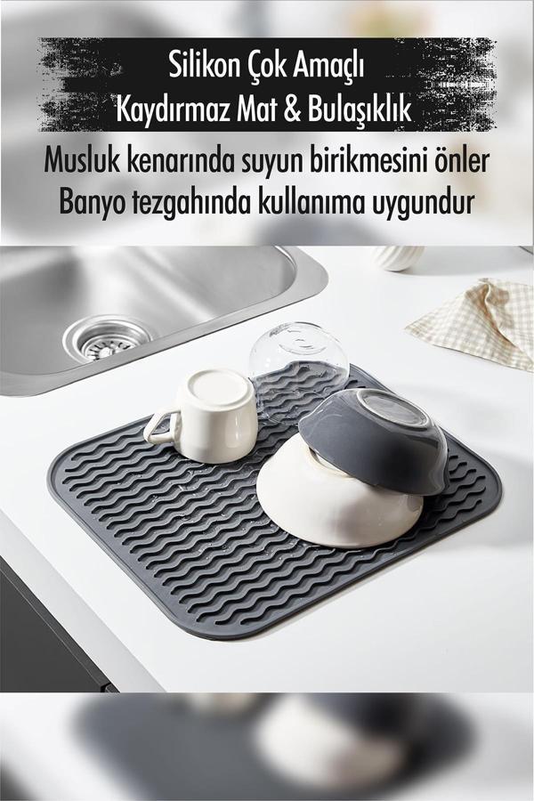 Silikon Çok Amaçlı Kaydırmaz Mat & Bulaşıklık (28*36 Cm ) - Image 1