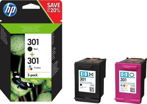 HP 301 Mürekkep Kartuşu Siyah/Üç Renkli 2'li Paket N9J72AE - Image 1