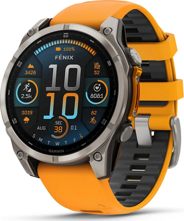 Garmin Fenix 8 – 47mm AMOLED Sapphire Titanyum Turuncu/Grafit Silikon Kayışlı - Image 1