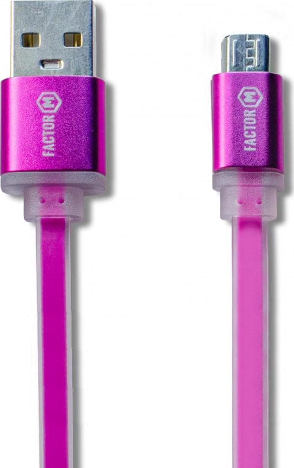 Factor-M Micro Data ve Şarj Kablo 3A 1.20M Pembe (FM­3A120MP) - Image 1