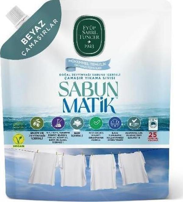 Doğal Zeytinyağı İçerikli Çamaşır Sıvısı Beyaz 1,5 lt - Image 1