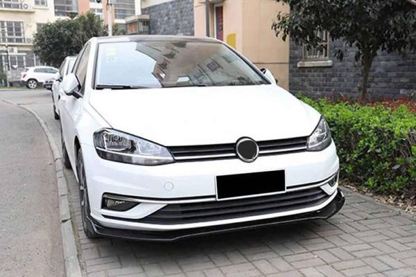 VW Golf 7 Ön Tampon Lip Plus V2 3 Parça Piano Siyah ABS 2017-2019 Arası - Image 1
