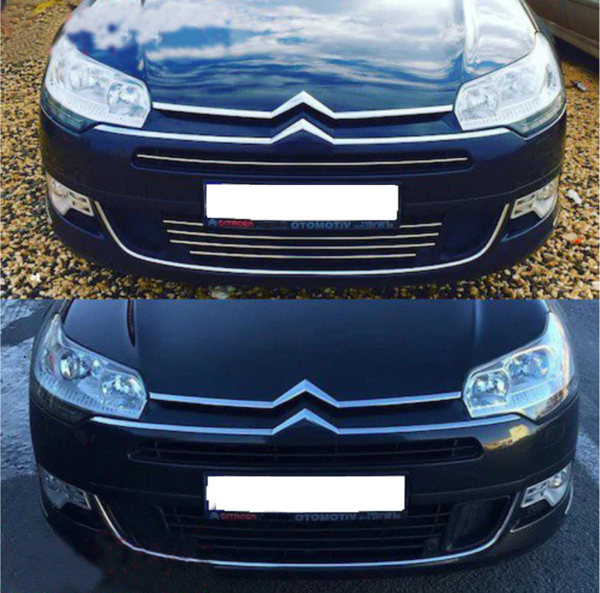 Citroen C5 Krom Ön Tampon Çıtası Tk 2008 Üzeri 5 Prç Paslanmaz Çelik - Image 1