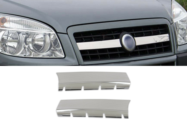 Fiat Doblo Krom Ön Panjur 2006-2010 2 Parça Paslanmaz Çelik - Image 1