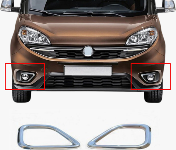 Fiat Doblo Krom 2 Parça Sis Farı Çerçevesi 2015 Ve Sonrası Paslanmaz Çelik - Image 1