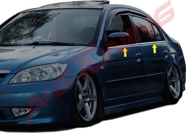 Honda Civic Krom Cam Çıtası Tk 2002-2006 4Prç Paslanmaz Çelik - Image 1