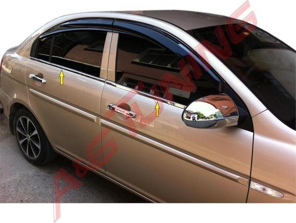 Hyundai Accent Era Krom Cam Çıtası Tk 2006 Üzeri 4Prç Paslanmaz Çelik - Image 1