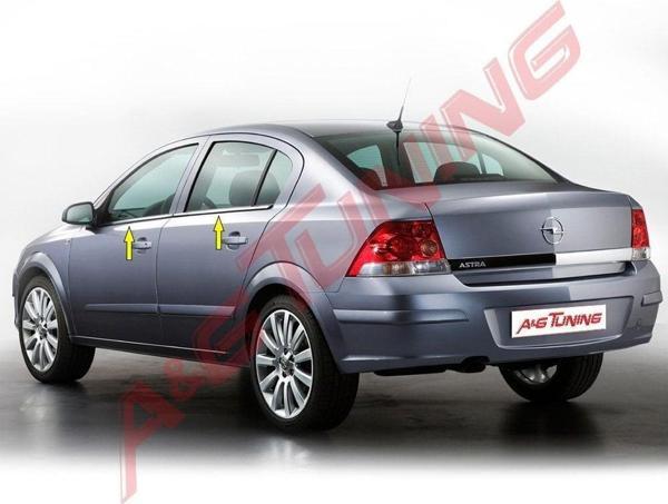 Opel Astra H SEDAN Krom Cam Çıtası 2008 Üzeri 4Prç Paslanmaz Çelik - Image 1