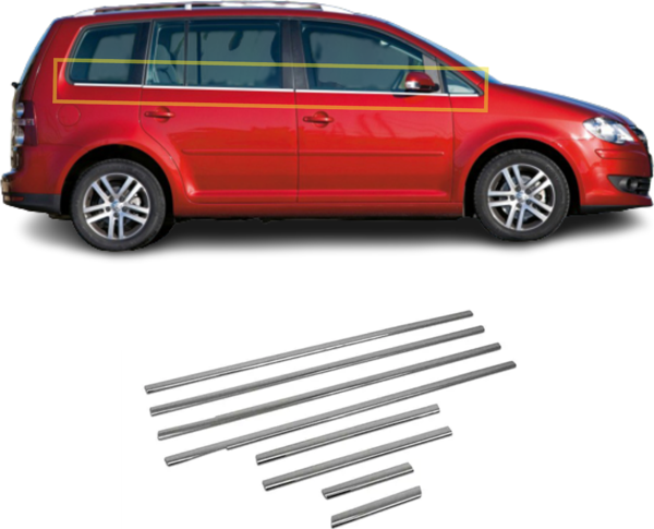 Vw Touran Krom Cam Çıtası 8 Prç. 2003-2009 P.Çelik - Image 1
