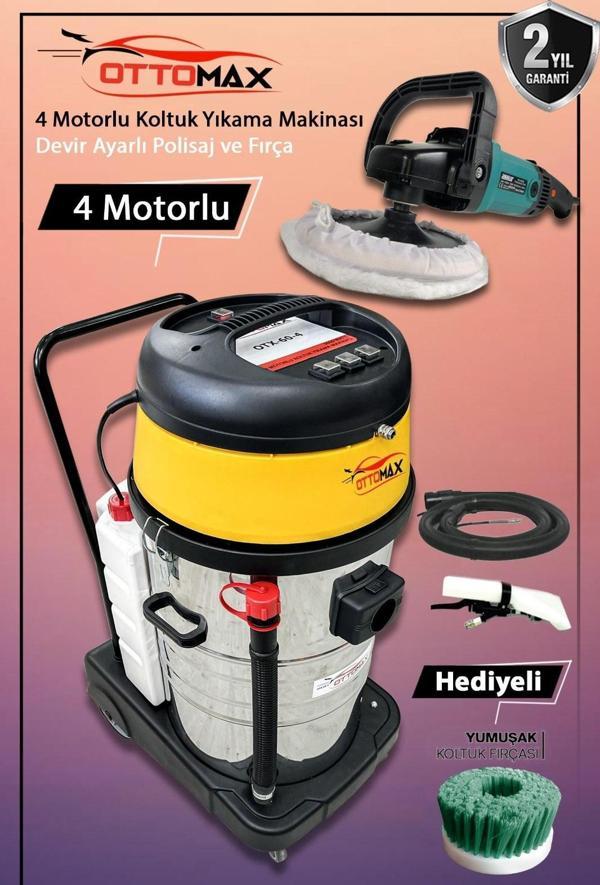 Ottomax Premium 4  Motorlu Halı Koltuk Yıkama ve Koltuk Fırçalama Seti - Image 1