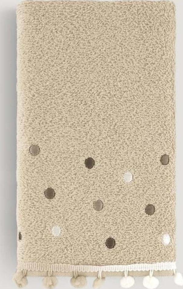 Arliva Home Batık Ponpon Nakıslı Havlu Bej 30X50 - Image 1