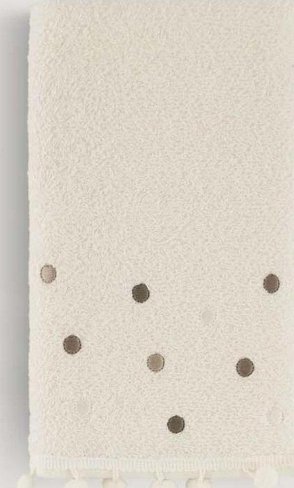 Arliva Home Batık Ponpon Nakıslı Havlu Ekru-Bej 30X50 - Image 1
