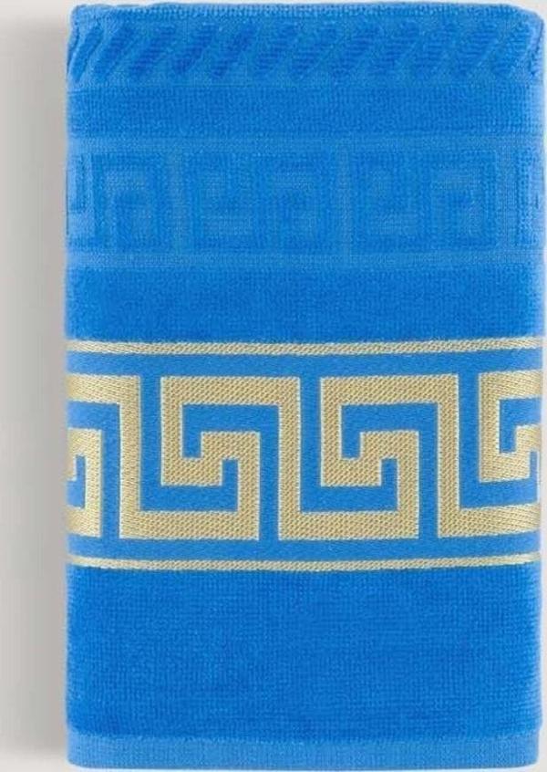 Arliva Home Greek Kadıfe Jakarlı Havlu Koyu Turkuaz 50X90 - Image 1