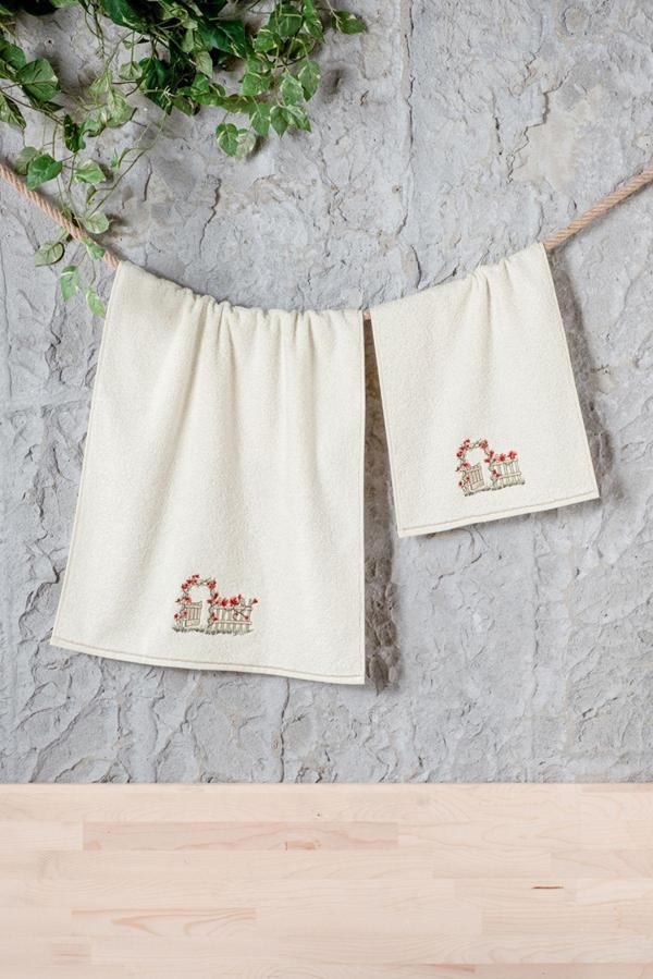 Arliva Home Incı Bukle Nakıslı Havlu Set Krem-Bej - Image 1