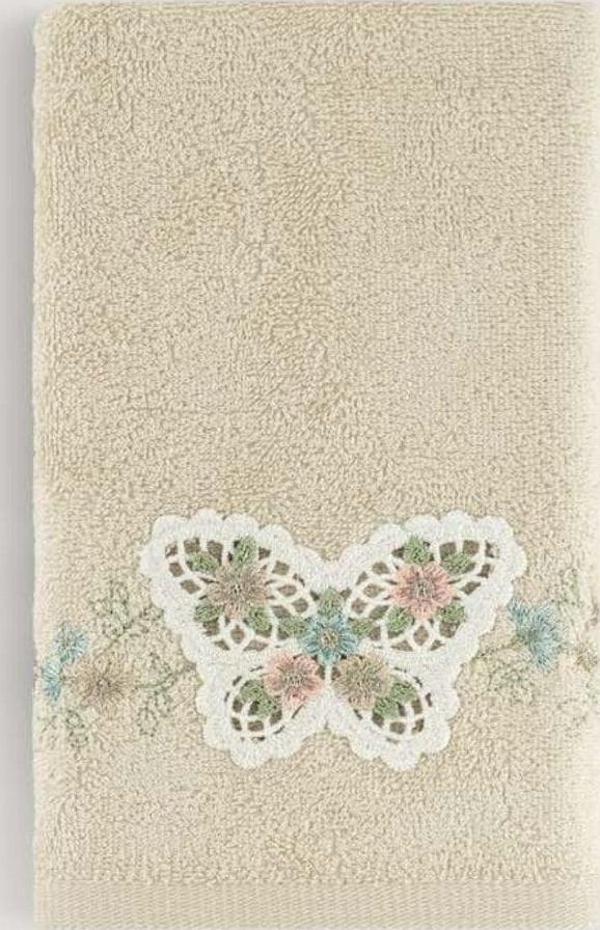 Arliva Home Kelebek Bambu Nakıslı Havlu Bej 30X50 - Image 1