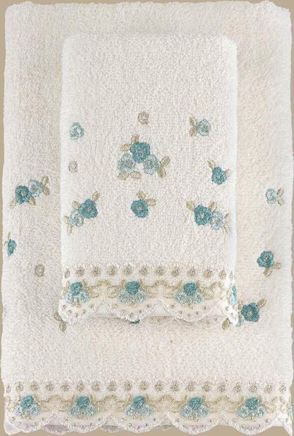 Arliva Home Meltem Nakıslı 2Lı Havlu Setı Krem-Mınt 30X50 50X80 - Image 1