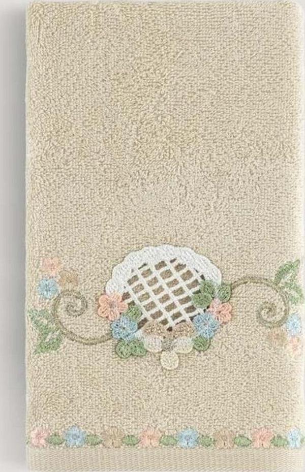 Arliva Home Menekse Bambu Nakıslı Havlu Bej 30X50 - Image 1