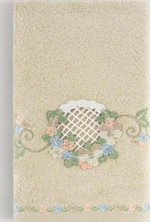 Arliva Home Menekse Bambu Nakıslı Havlu Bej 50X85 - Image 1