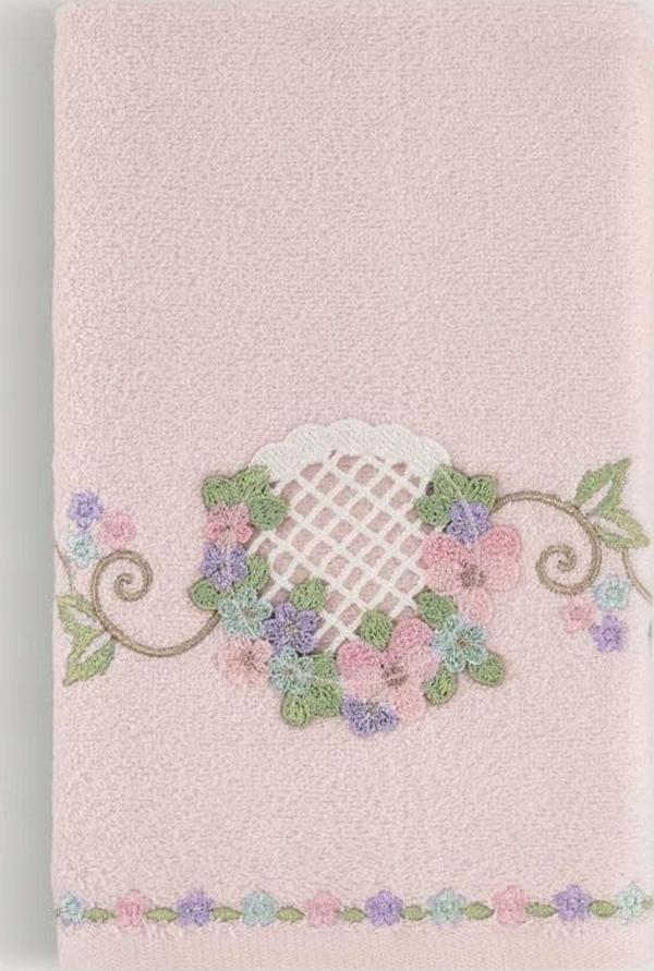 Arliva Home Menekse Bambu Nakıslı Havlu Pudra 50X85 - Image 1