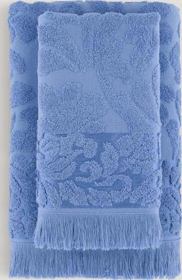 Arliva Home Saray Jakarlı 2Lı Banyo Setı Mavı 90X140 50X80 - Image 1