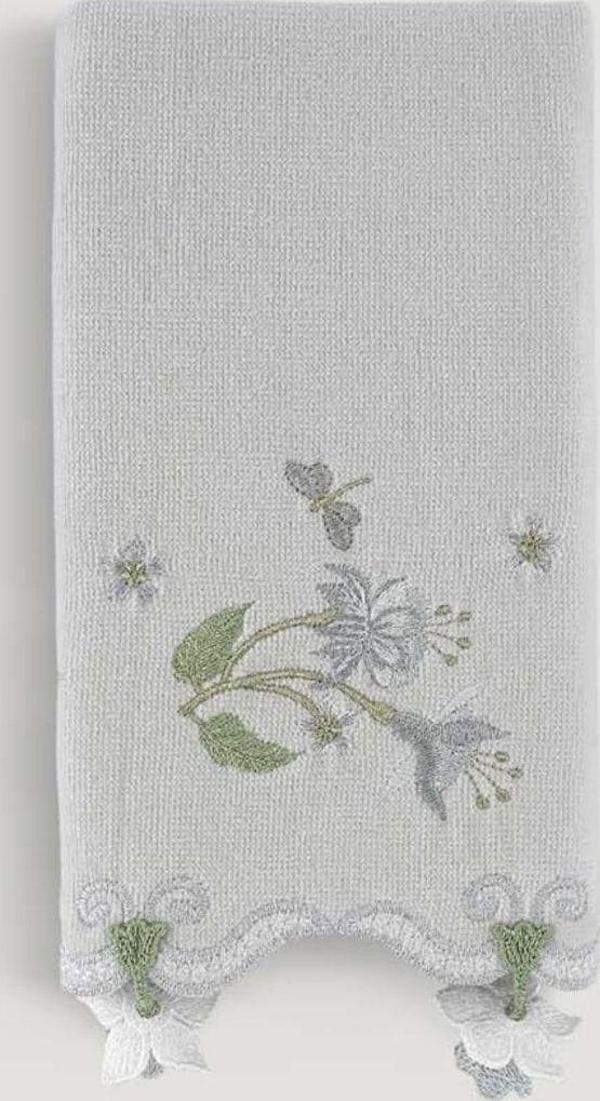 Arliva Home Nergıs Kadıfe Nakıslı Çeyız Havlusu Grı 50X85 - Image 1