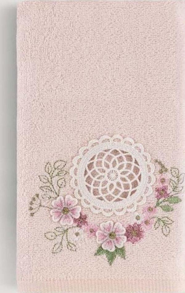 Arliva Home Nıl Bambu Nakıslı Havlu Pudra 30X50 - Image 1