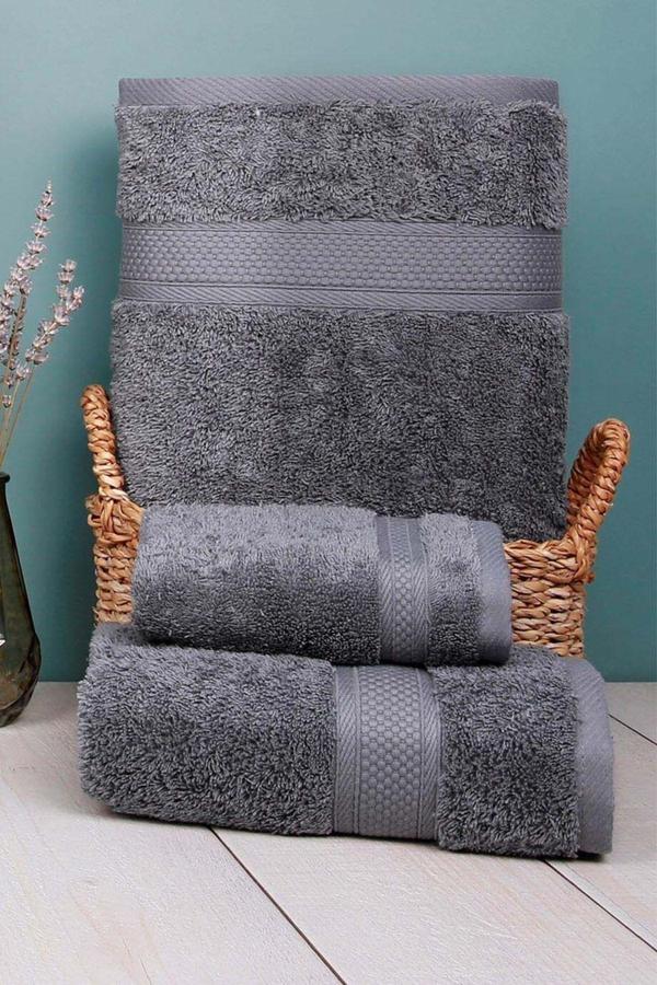 Arliva Home Terra Bukle Bordürlü Havlu Grı 50X90 - Image 1