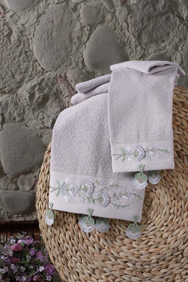 Arliva Home Yıldız Nakıslı 2Lı Havlu Setı Lıla 30X50 50X80 - Image 1