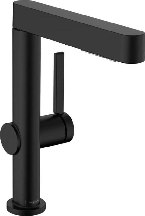 Hansgrohe Finoris Lavabo Bataryası 230 Spiralli 2 jet Bas-Aç gider seti ile Satin siyah 76063670 - Image 1