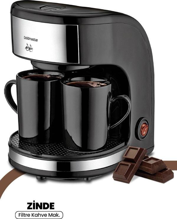 Goldmaster Zinde Yıkanabilir Ve Temizlenebilir Filtreli Çift Kupalı Filtre Kahve Makinesi - Image 1
