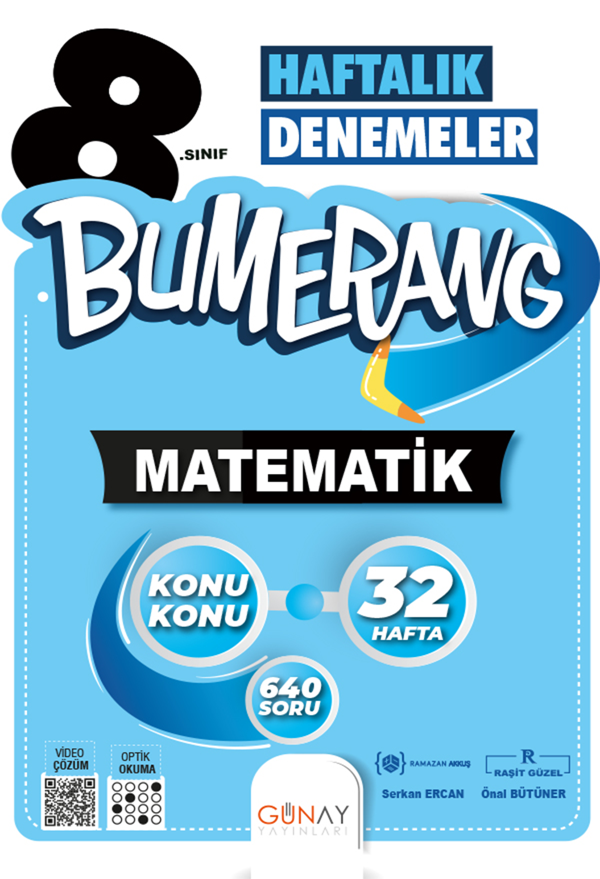 8.Sınıf Bumerang 32 Hafralık Matematik Denemeleri - Günay Yayınları - Image 1