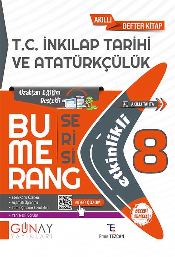 8.Sınıf Bumerang T.C. İnkılap Tarihi ve Atatürkçülük Etkinlikli Akıllı Kitap 2022-2023 - Günay Yayınları - Image 1