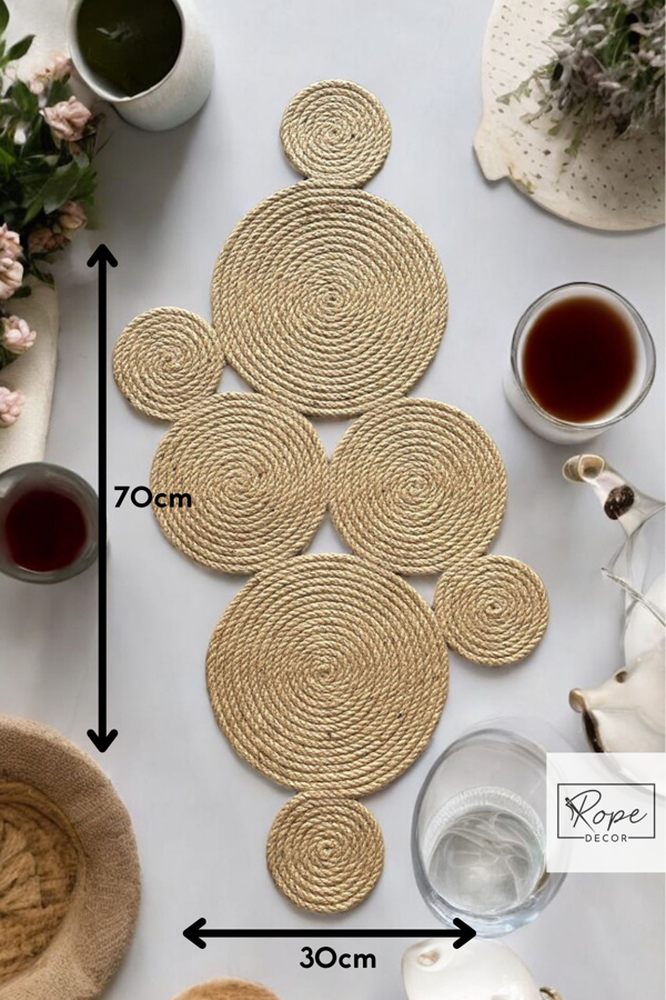 70x30cm, El Yapımı Jüt Halat Salon Sehpa Örtüsü, Mutfak Masa Örtüsü, Ranır Doğal Jüt Runner - Image 1