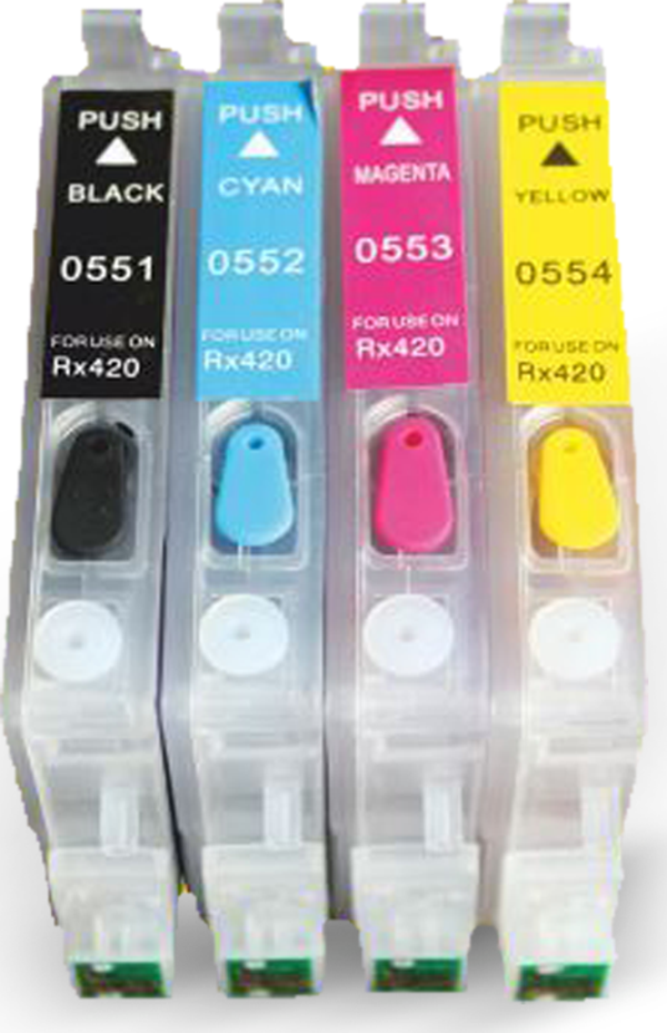 BK EPSON T0551-T0554 UYUMLU Kolay Dolan Kartuşlar (DOLU) - R240/ RX420/ RX425/ RX520 - Image 1