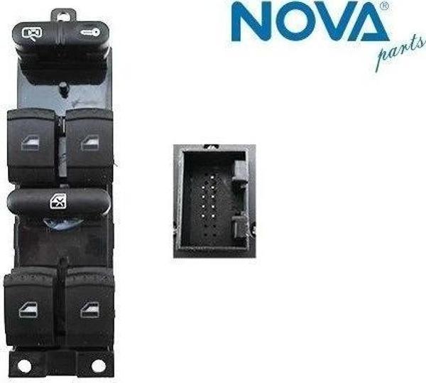 1J4959857C Cam Açma Anahtarı 4'lü Yeşil Işık - Fabıa-Octavıa-Superb - Image 1