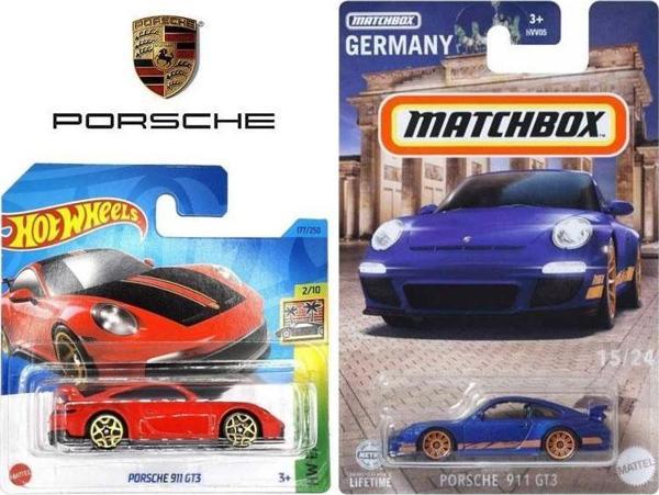 2 Araç Porsche 911 Gt3 Set - Hot Wheels & Matchbox (1/64) - Image 1