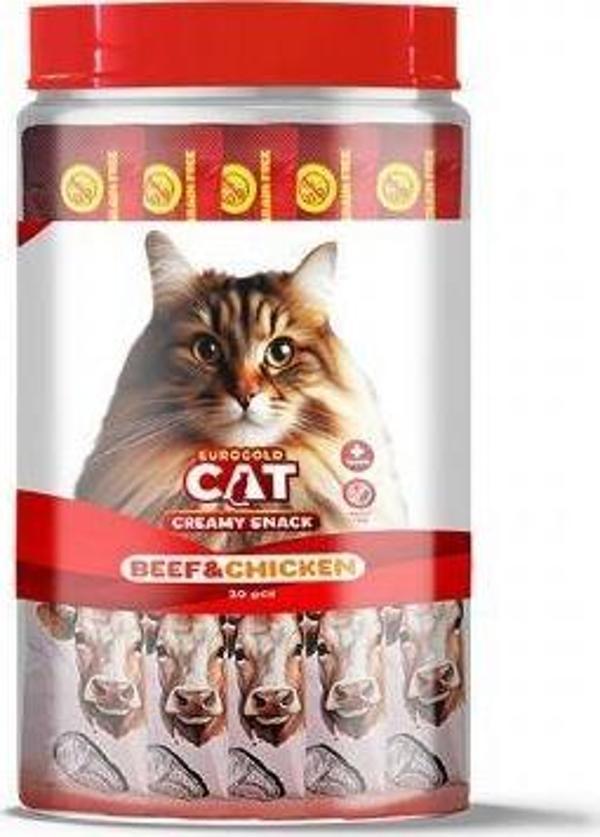 EuroGold Cat Sıvı Kedi Ödülü Dana - Tavuk Etli 30x15Gr - Image 1
