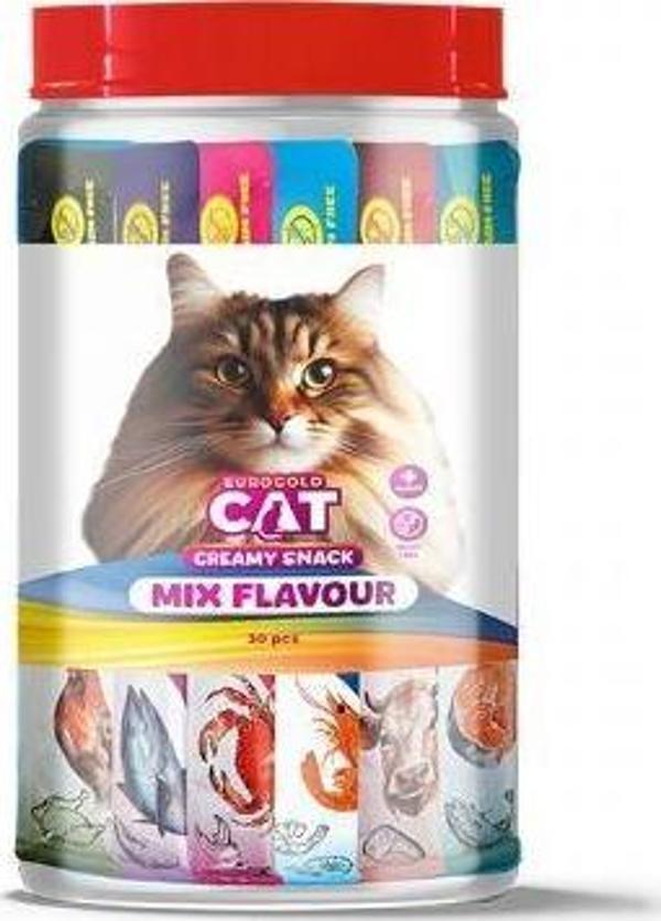 EuroGold Cat Sıvı Kedi Ödülü Karışık 6 Çeşit 30x15Gr - Image 1
