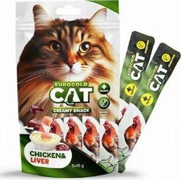 EuroGold Cat Sıvı Kedi Ödülü Tavuk - Ciğer 5x15Gr - Image 1
