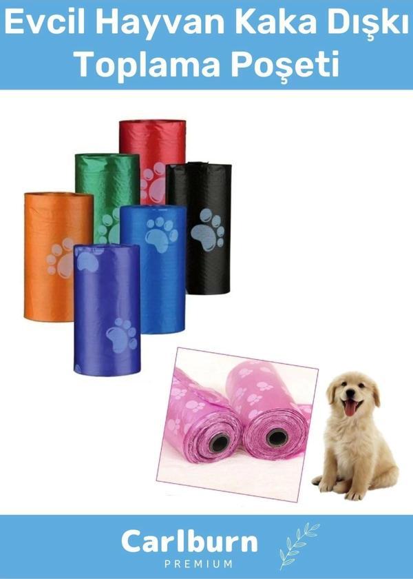 Çevre Dostu Evcil Hayvan Dışkı Toplama Pati Desenli Köpek Kaka Poşeti Torbası 4 Paket 60 Adet Rulo - Image 1