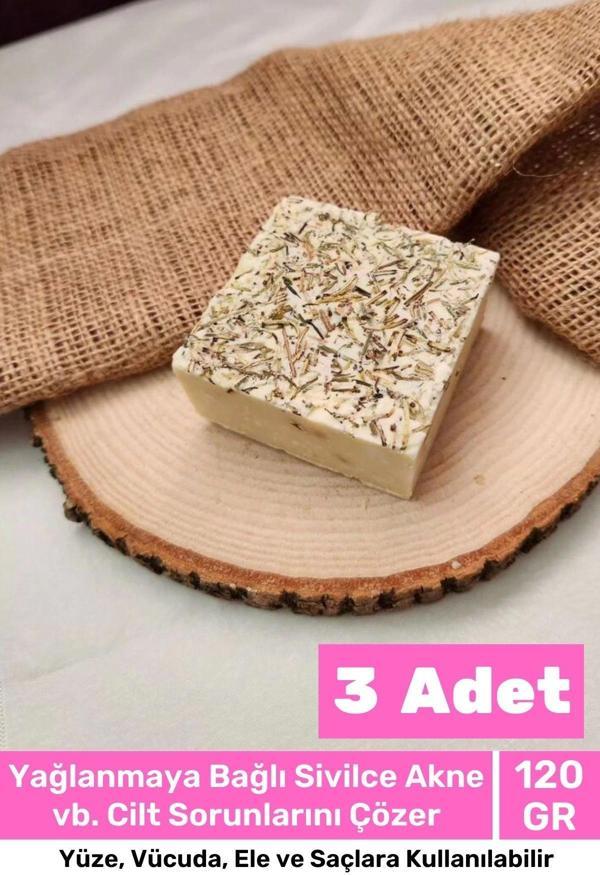 Lüks %100 Doğal Güzel Kokulu El Yüz Saç Vücut Cilt Orijinal Bitkisel Biberiye Sabunu 120G - 3 Adet - Image 1