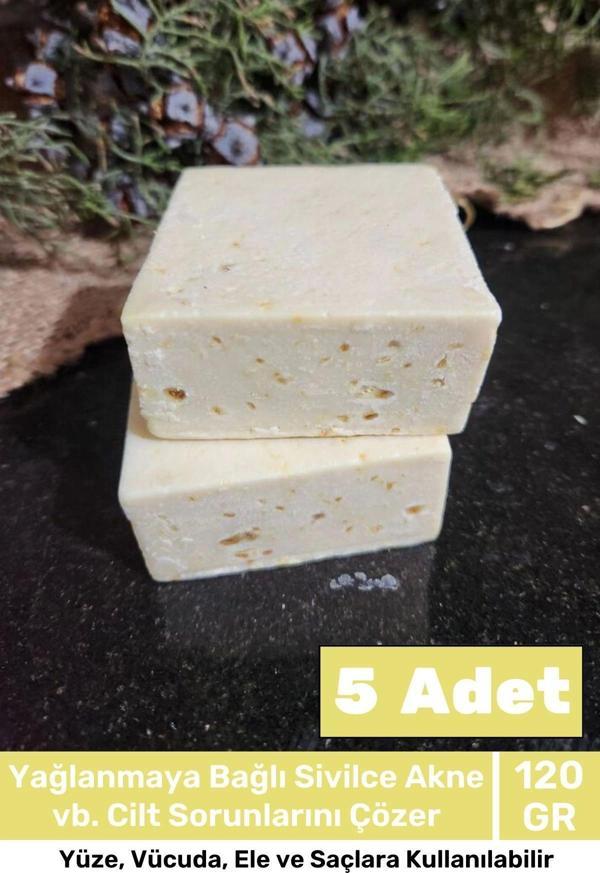 Lüks %100 Doğal Güzel Kokulu El Yüz Saç Vücut Cilt Orijinal Bitkisel Limon Sabunu 120G - 5 Adet - Image 1