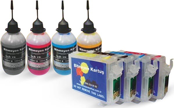 BK EPSON 1301-1304 UYUMLU Kolay Dolan Kartuş PİGMENT Mürekkepli Set - B42/ BX525/ BX535/ BX625/ BX630/ - Image 1