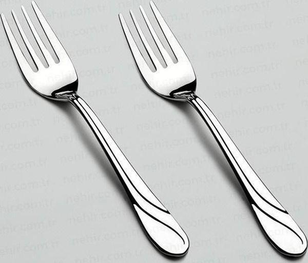 Nehir safir tatlı çatal - 12 li paslanmaz çelik tatlı çatalı 18/10 - Image 1