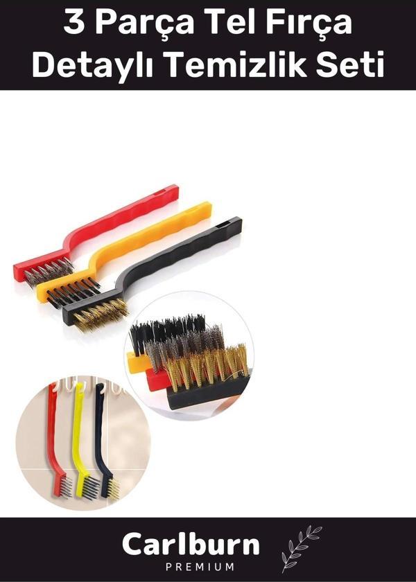 Sert Plastik Başlıklı 3 Parça Mutfak Ocak Fırın Davlumbaz Yağ Çıkarma Tel Fırça Detaylı Temizlik Set - Image 1