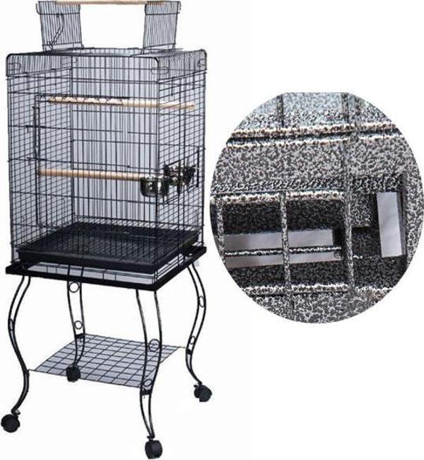 Sehpalı Papağan Kafesi Dövme Demir (51x51x129) - Image 1