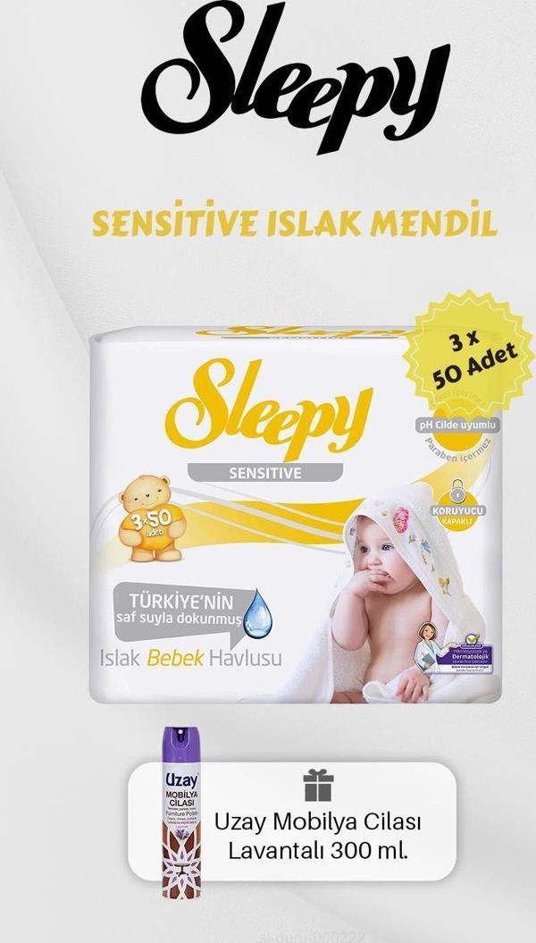 150 Adet Sensitive Islak Mendil, Lavantalı Mobilya Cilası Hediyeli - Image 1