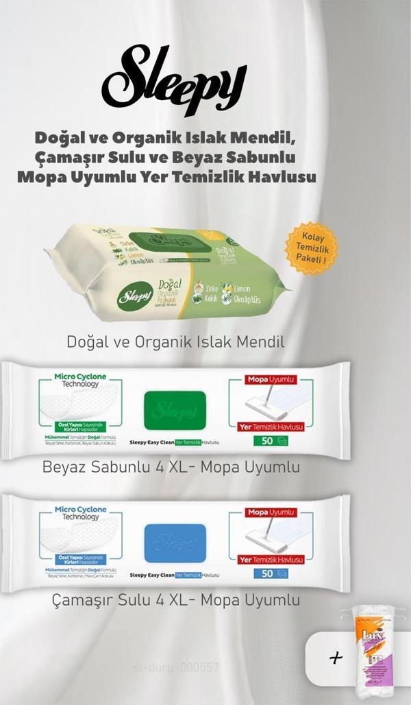Sleepy Mopa Uyumlu Havlu ve Organik Islak Mendil Seti, Pamuk Hediyeli - Image 1