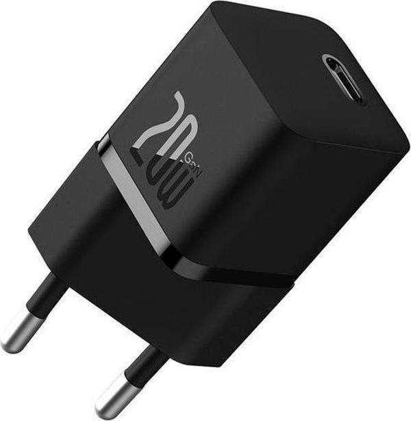 Baseus Gan5 Mini 1C 20 W Type-C Siyah Hızlı Şarj Adaptörü - Image 1