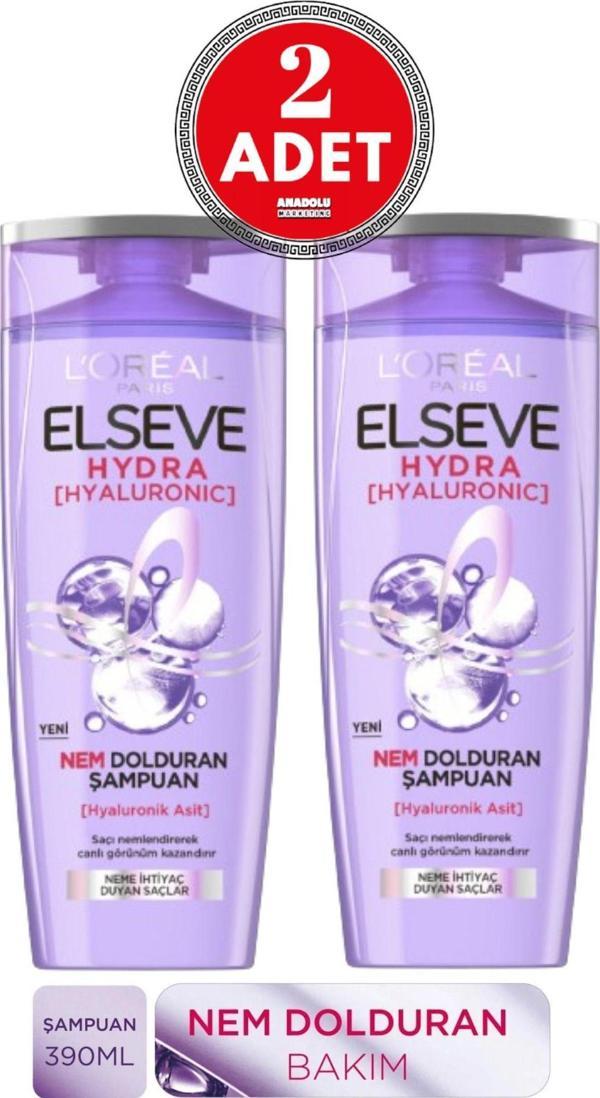 Elseve L'Oréal Paris Hydra [Hyaluronic] Nem Dolduran Şampuan 390 ml 2 Adet - Image 1